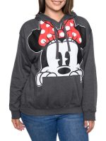 Women's Plus Size Minnie Mouse Pullover Hoodie Sweatshirt Charcoal Red Disney - Image 2