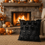 Sm:)e Embroidered Goost Plush Faux Fur Jacquard Halloween Throw Pillow Cover 18x18 Inch White, Set of 2 Silky Soft Cushion Case for Sofa Couch - Image 44