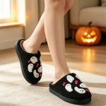 BERANMEY Halloween Slippers for Women Perfect Soft Plush Comfy Warm Slip-On Cute Womens Slippers Indoor Fluffy House Slippers for Women and Men Non-slip Fuzzy Flat Slides - Image 24