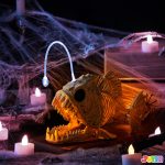 Joyfy Halloween Skeleton Fish Skeleton Halloween Decor,Plastic Skeleton with LED Eye for Halloween Decoration Outdoor Haunted House Party - Image 2
