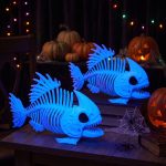 Joyfy Halloween Skeleton Fish Skeleton Halloween Decor,Plastic Skeleton with LED Eye for Halloween Decoration Outdoor Haunted House Party - Image 10