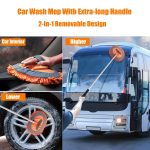 GreatCool 62 Car Wash Brush Kit Mitt Mop Sponge with Long Handle Chenille Microfiber Car Cleaning Brush Kit Supplies Car Washing Mop Kit Car Care of Scratch-Free Replacement Head for Car RV Truck - Image 23