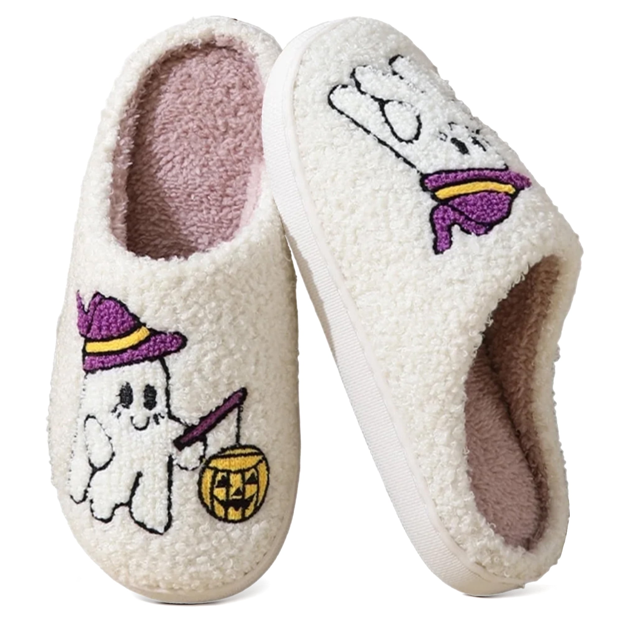 BERANMEY-Cute-Ghost-Print-Soft-Plush-Halloween-Slippers-Women-Men-Comfy-Family-Slippers-Warm-House-Slippers-Women-Slip-On-Halloween-Women-Slippers_001af7f5-f5d0-41b7-9db7-29683e2d003e.33fdb76c0b7ecd44f0f7ee282d6eecab BERANMEY Halloween Slippers for Women Perfect Soft Plush Comfy Warm Slip-On Cute Womens Slippers Indoor Fluffy House Slippers for Women and Men Non-slip Fuzzy Flat Slides - Image 1