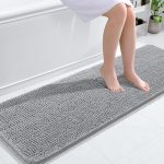 Buganda Bathroom Rugs 30x20, Quick Dry Machine Washable Chenille Bath Mats with Rubber Backing, Grey - Image 72