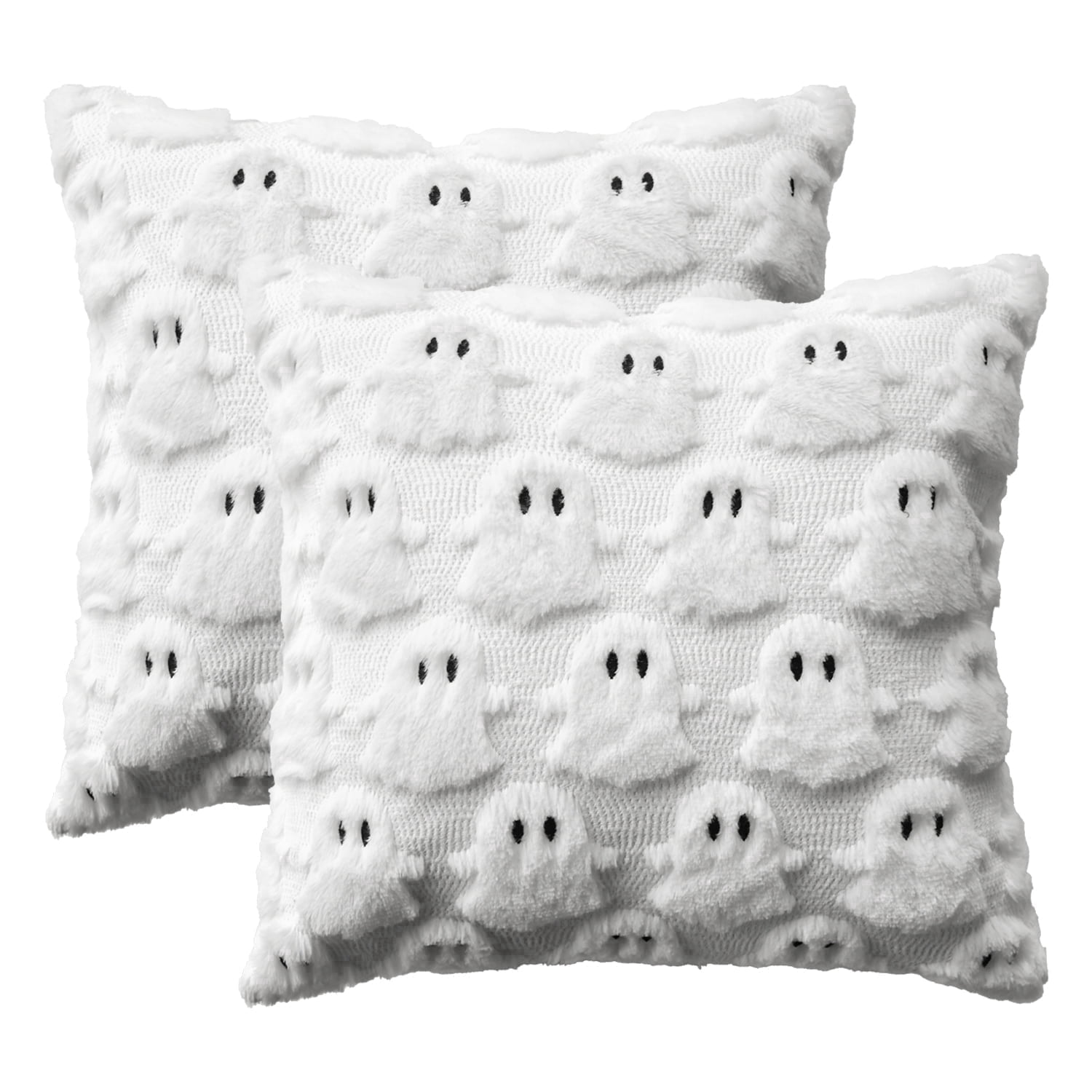 Sm-e-Halloween-Goost-Plush-Faux-Fur-Jacquard-Throw-Pillow-Cover-18x18-Inch-White-Set-of-2-Silky-Soft-Seasonal-Cushion-Case-for-Sofa-Couch_dc5f559b-7f0a-48aa-852f-69117487bab8.35bfa17f324894774bb902aa9f61eac3 Sm:)e Embroidered Goost Plush Faux Fur Jacquard Halloween Throw Pillow Cover 18x18 Inch White, Set of 2 Silky Soft Cushion Case for Sofa Couch - Image 1