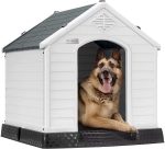 Waleaf Plastic Dog House Outdoor Indoor for Small Medium Larige Dogs,Waterproof Dog Houses with Elevated Floor and Air Vents,Durable Ventilate & Easy Clean and Assemble
