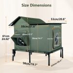 YUWENUS Heated Outdoor Cat House with Heated Pad and Escape Door for Outdoor Weatherproof Cat Shelter Insulated Outdoor Cat House,Green,Small - Image 18