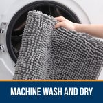 Buganda Bathroom Rugs 30x20, Quick Dry Machine Washable Chenille Bath Mats with Rubber Backing, Grey - Image 6